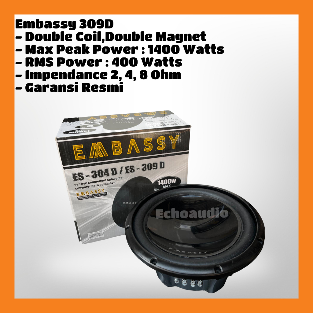 Subwoofer 12 inch Embassy ES-309D Double coil Subwoofer Embassy 12 inch Dobel coil Es-309d
