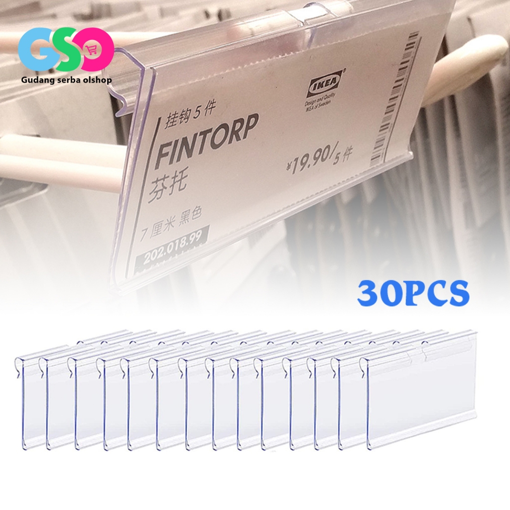 

30pcs Label Harga Mika Tempat Jepit 60x42mm Anti Sobek Price Tag Holder Rak Display Harga Praktis