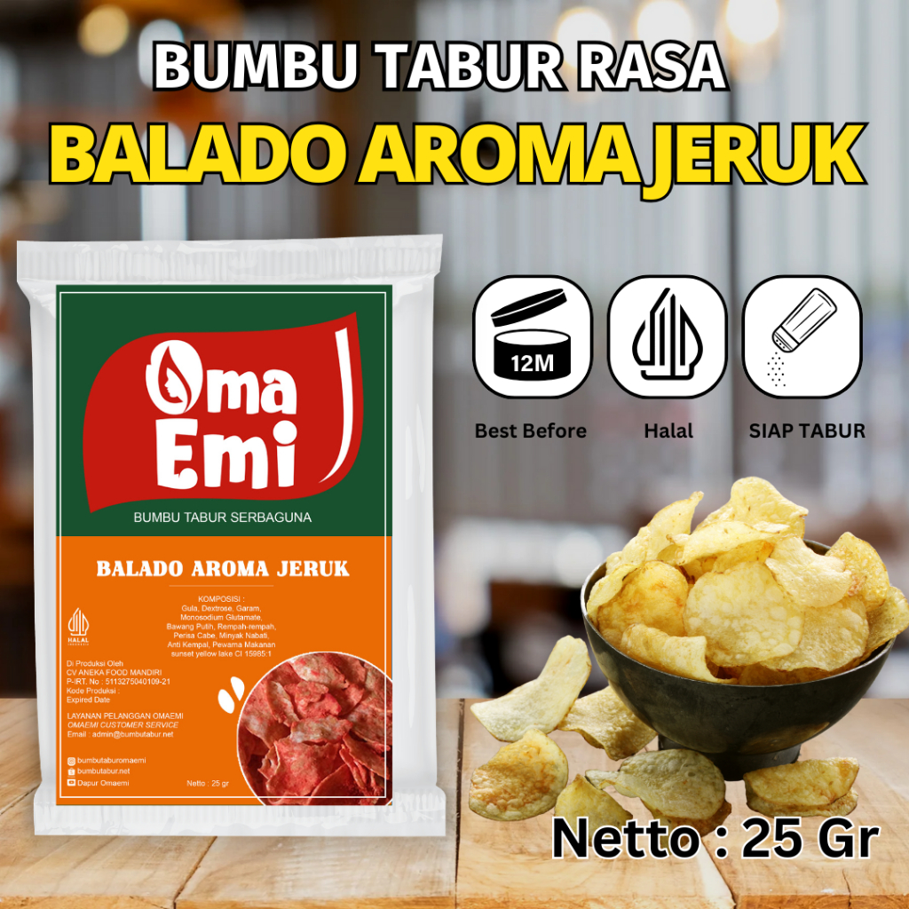 

Bumbu Tabur Rasa {BALADO AROMA JERUK} / {BALADO AROMA JERUK} / 25 gr