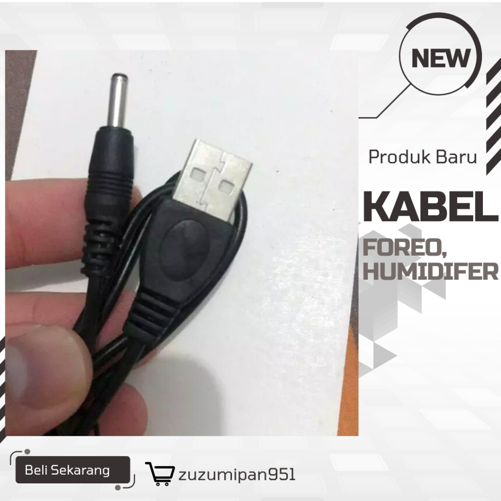 Kabel Cas 3.5mm Ujung Bulat – Foreo, Humidifier, Kipas, AC Mini, Center SWAT, HP Nokia Jadul