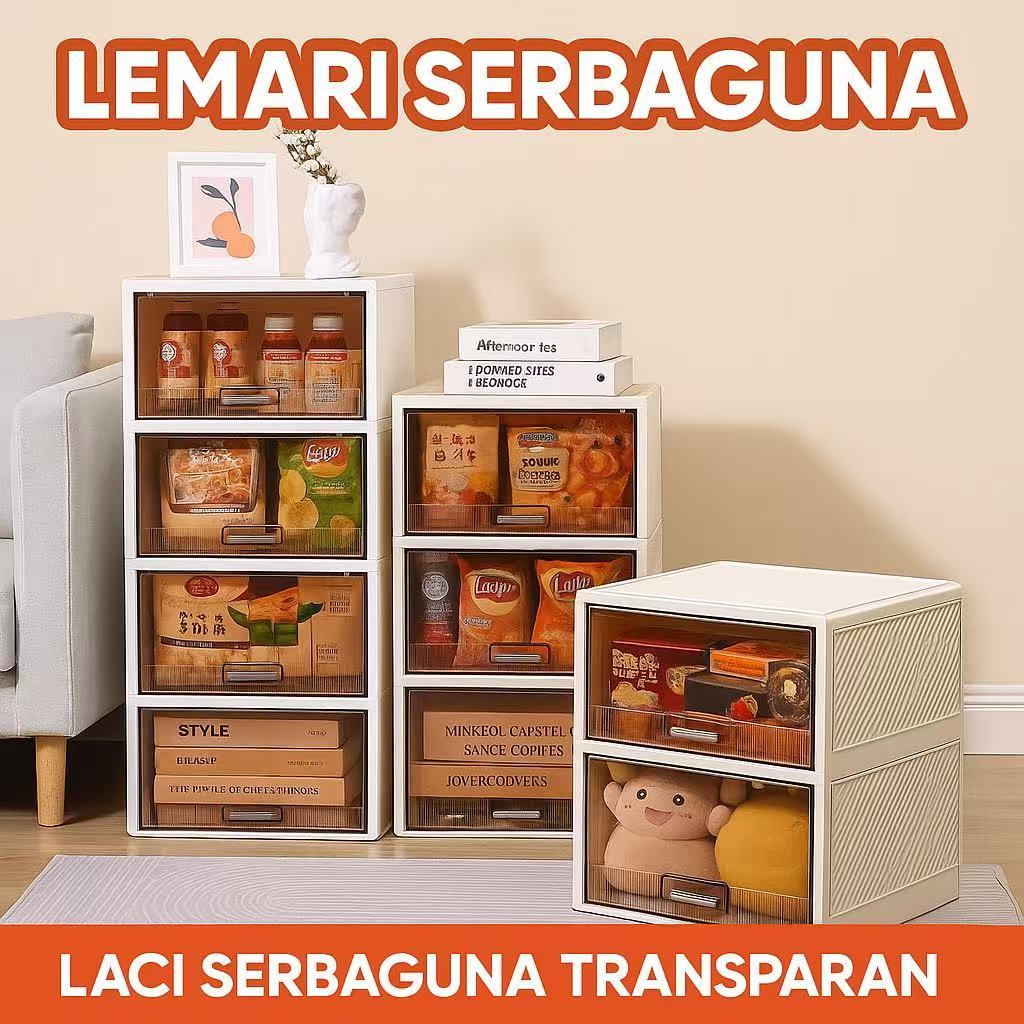 Storage Box Makanan Tertutup Transparan 1 pcs - Storage Box Laci Plastik Drawer - Storage Box Mainan