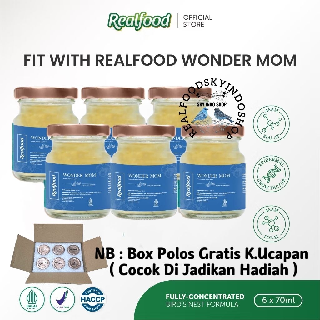 

Realfood Wonder Mom 6 Botol Box Polos ( Minuman Sarang Burung Walet ) RSIS