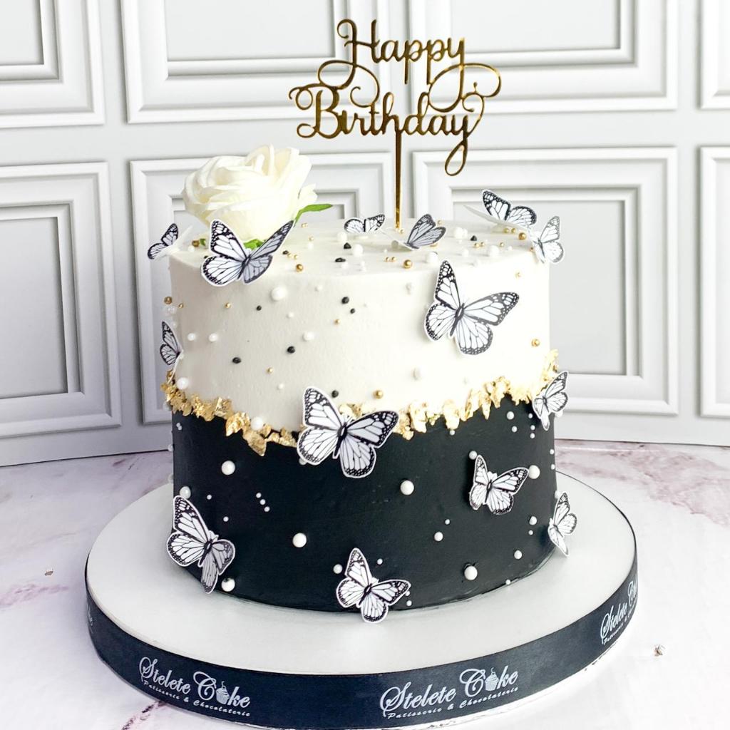 

Kue Ulang Tahun/Birthday Cake/Kue Ultah tema Buttefly Black and White/Kue birthday jakarta