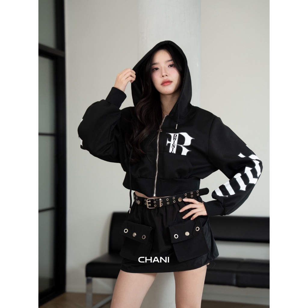 Atasan Wanita Jaket Hoodie Resleting Chani CN3003 Boyish Premium Quality Import Bangkok Bkk