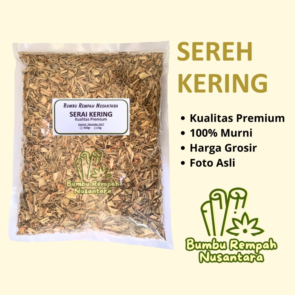

Sereh Kering 500g 1kg - Rempah Asli Murni | BUMBU REMPAH NUSANTARA | Bumbu Dapur Nusantara Grosir Murah