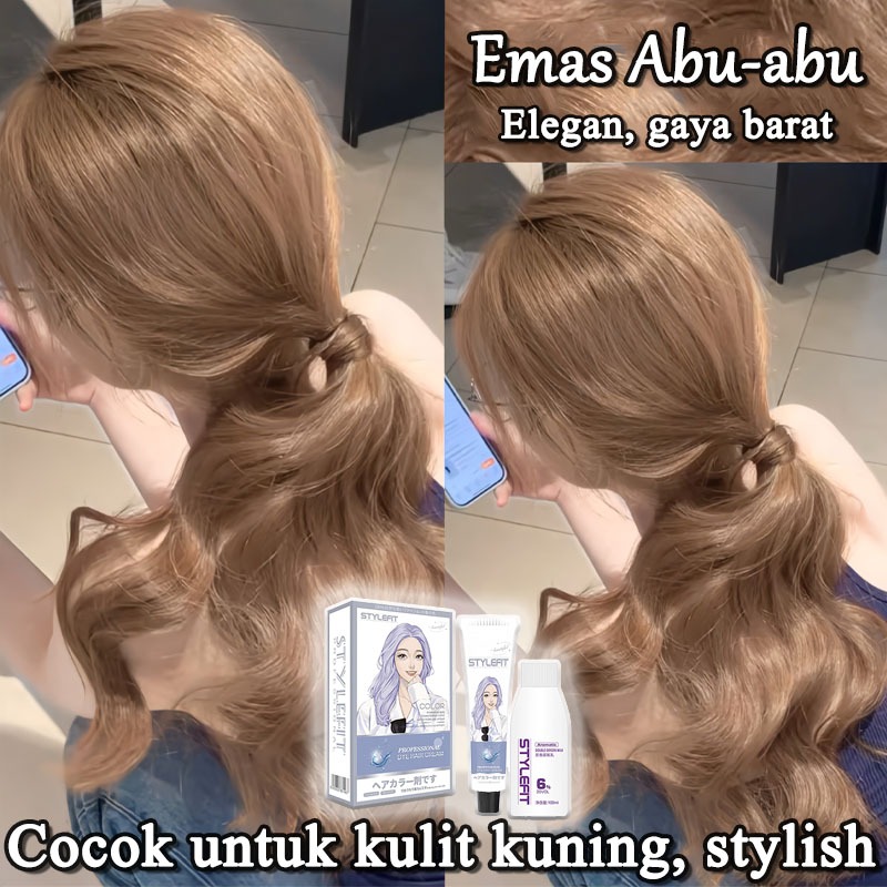 【Obral Panas 2025】STYLE FIT Rambut pirang abu-abu 200ML pewarna rambut alami nabati, mewarnai rambut