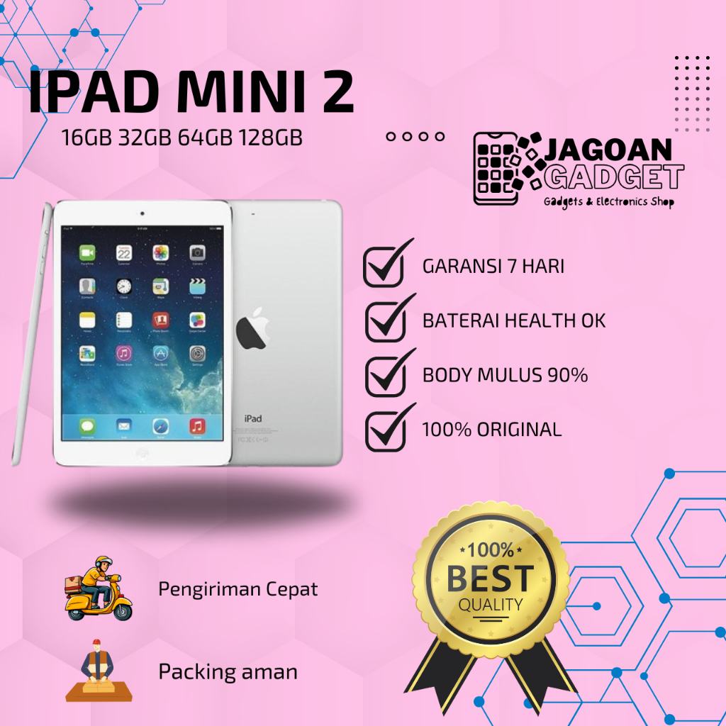 iPad Mini 2 16GB 32GB 64GB 128GB Wifi Only Second Fullset | JAGOAN GADGET