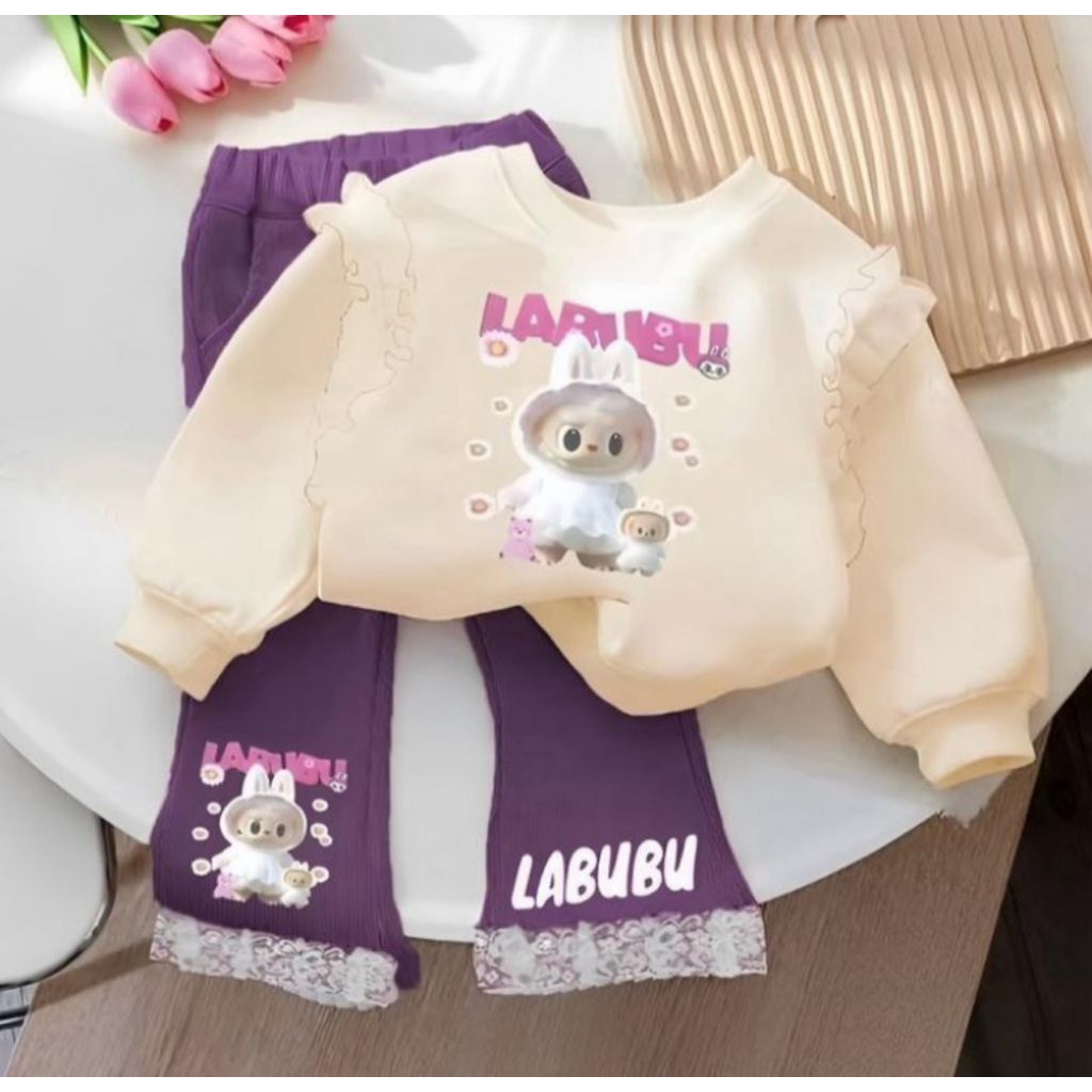 Setelan Labubu Anak Perempuan Celana Cutbray Babytery Premium & Knit Coundru 1-5 Tahun - Anak -  Ana
