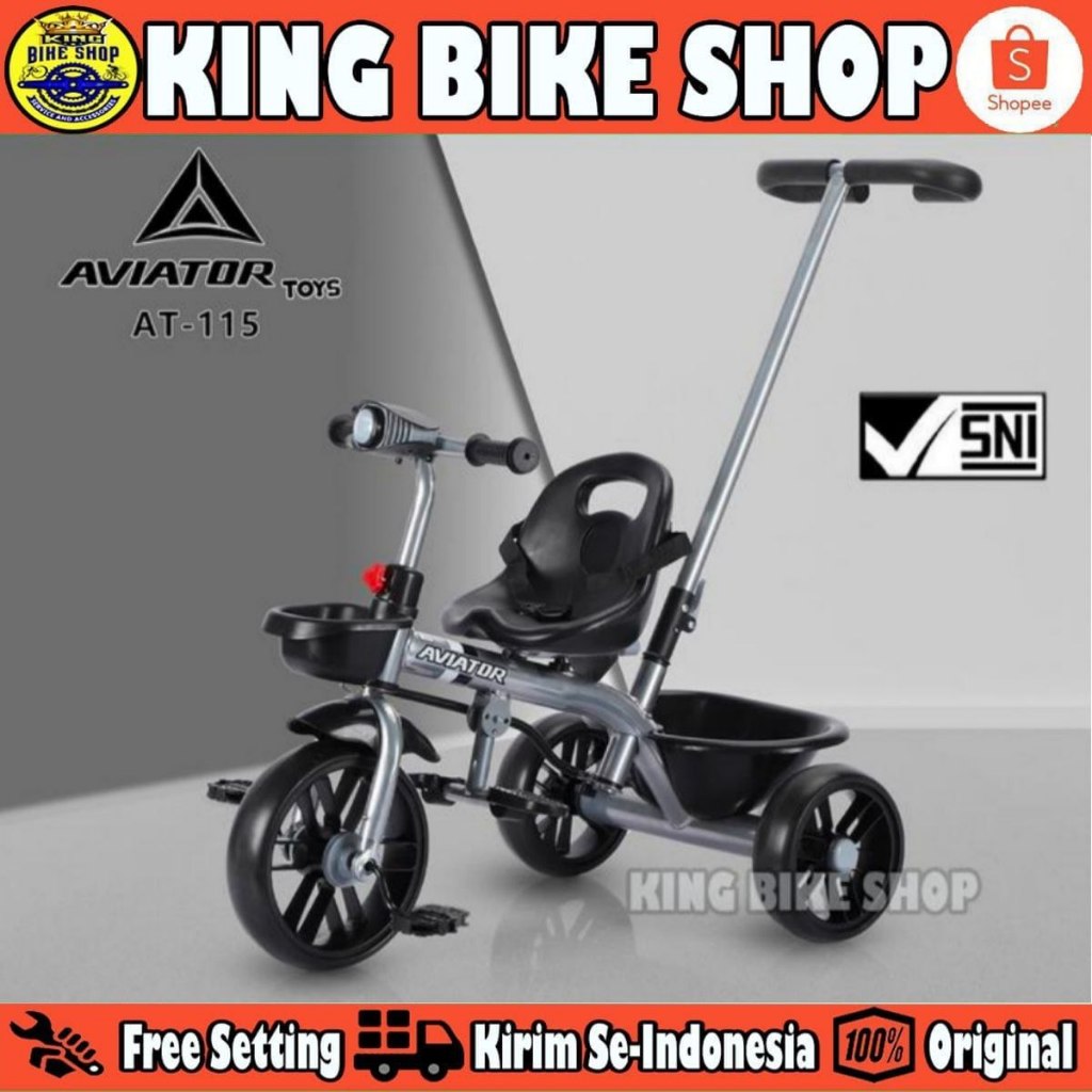 Sepeda Roda Tiga 3 AVIATOR AT 115 Lampu Musik Tricycle Anak