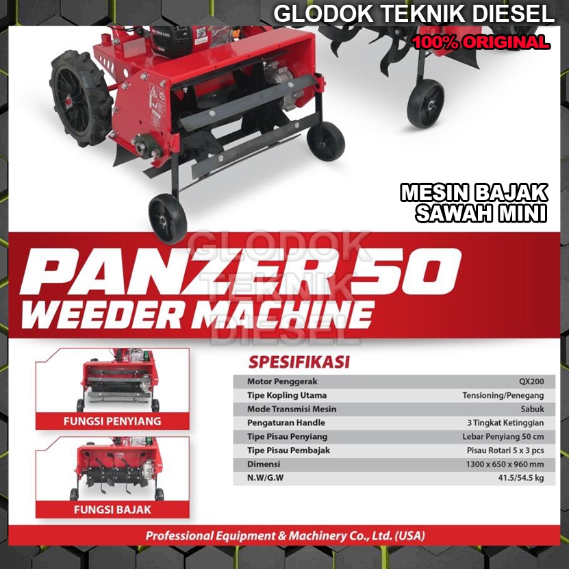 _Adudushop Proquip Mesin Bajak Sawah Panzer-50 Weeder Machine Land Cultivator Tiller Weeder Pembajak