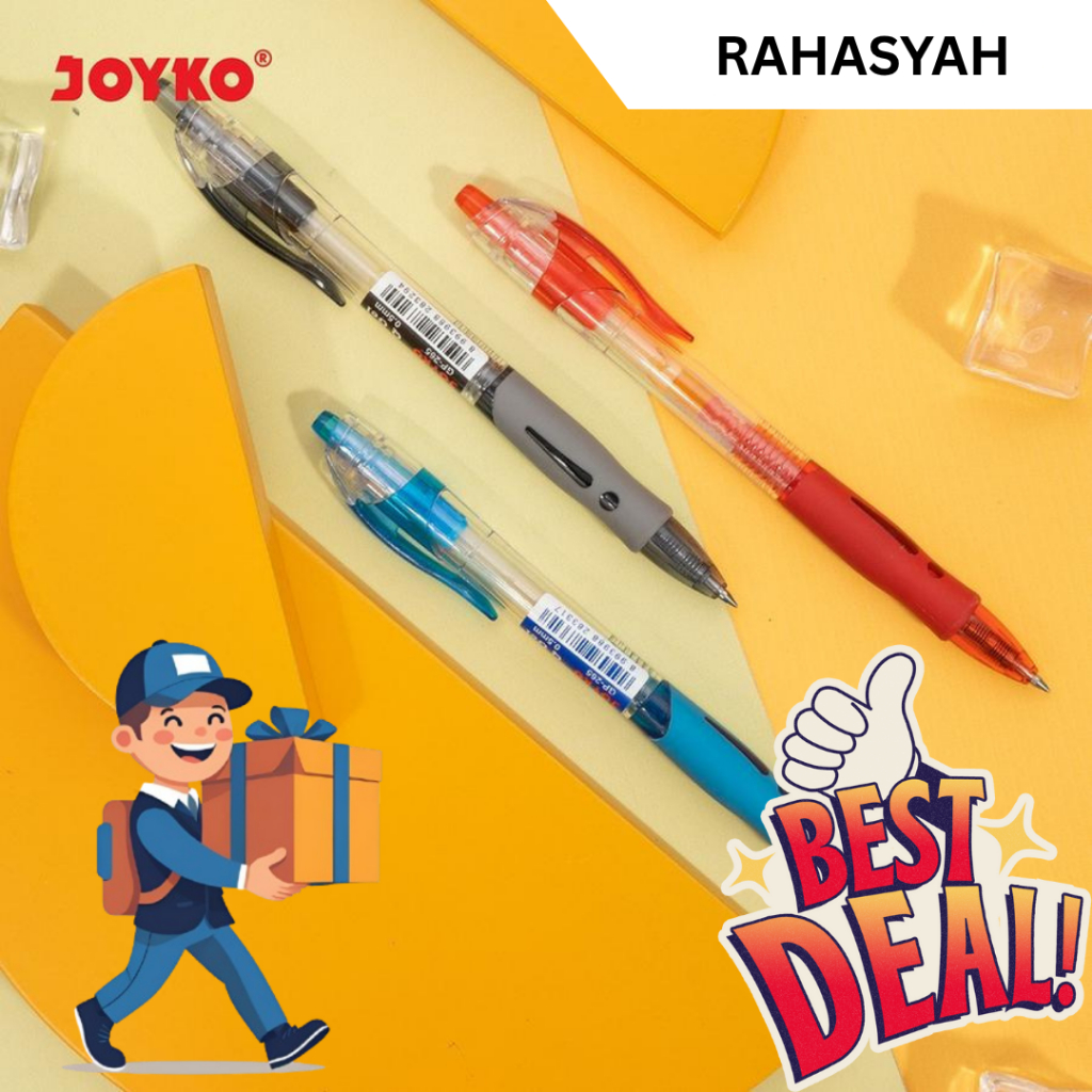

JOYKO Gel Pen GP-265 Q Gel 0.5 mm - Pena Tinta Hitam Biru Merah Panjang 14.8 cm Tip Bulat Presisi Menulis Best Deal