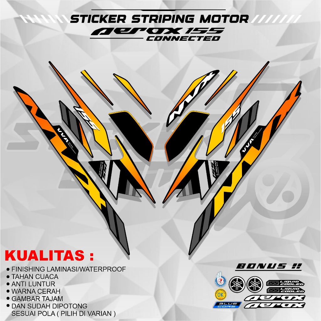 STRIPING STICKER MOTOR NVX 155 CONNECTED VARIASI STICKER AEROX MODEL KOMBINASI WARNA KEREN