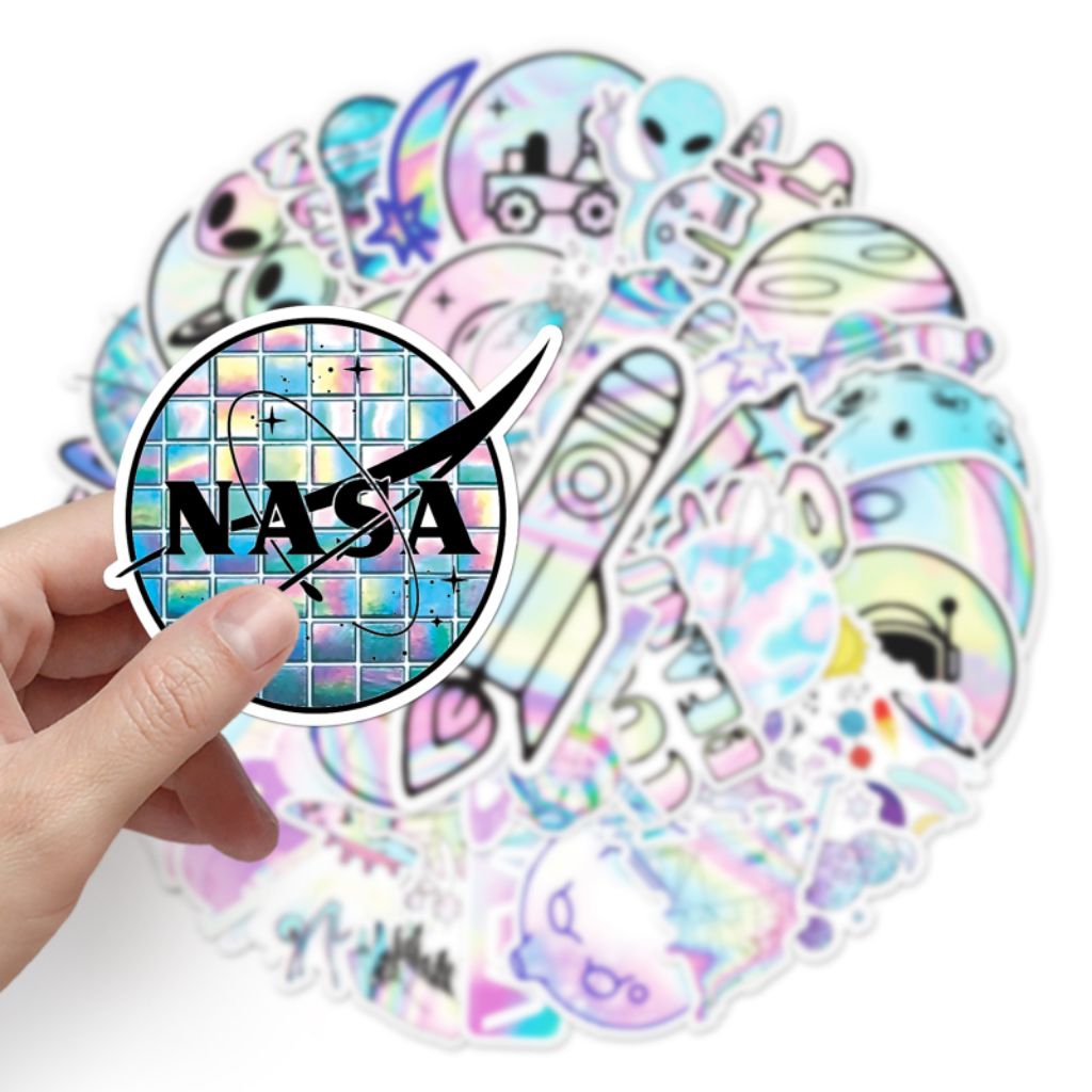 

[50 Pcs] DECO STICKER | STICKER DIY | JURNAL AESTHETIC [DS93] Luar Angkasa Holografik untuk Laptop HP Koper Sticker Tumbler