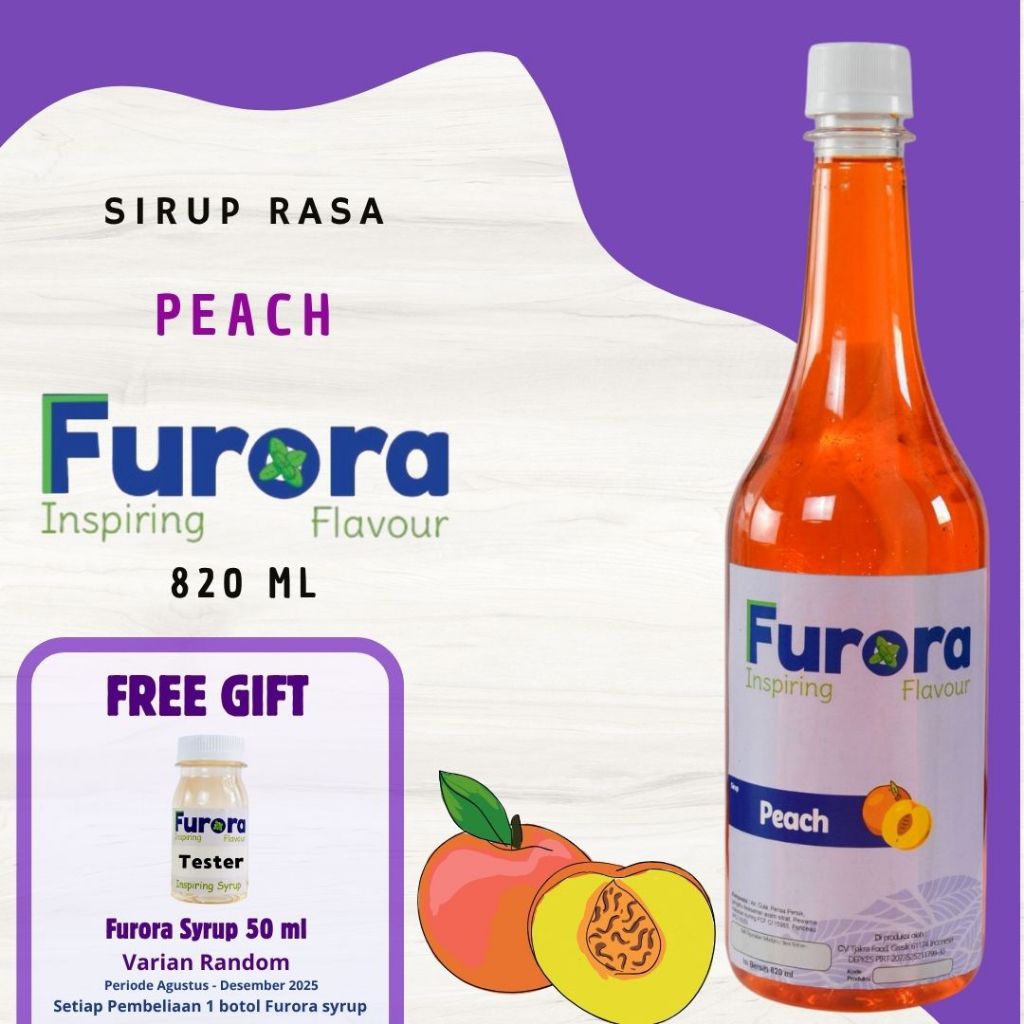 

Sirup Peach 820 ml - Furora Syrup l Sirup Cafe