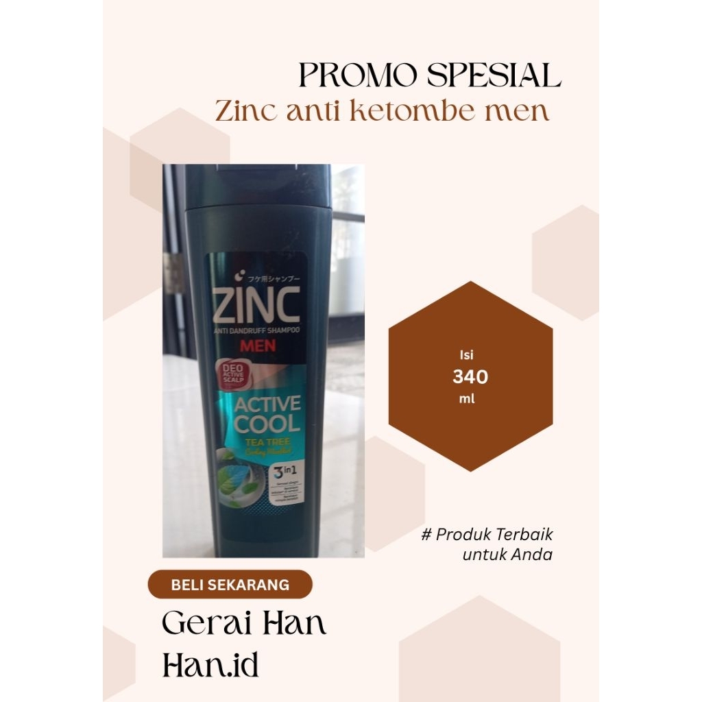 zinc men active cool shampoo -340ml