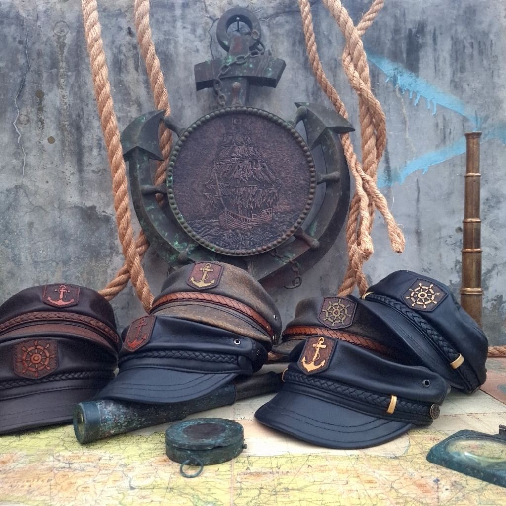 Topi Jangkar / Topi Nahkoda Kulit Domba POLIVESTAR