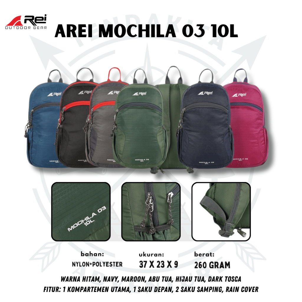 TAS RANSEL AREI MOCHILA 03 DAYPACK 10 LITER BACPACK OUTDOORGEAR TAS GUNUNG FREE RAIN COVER