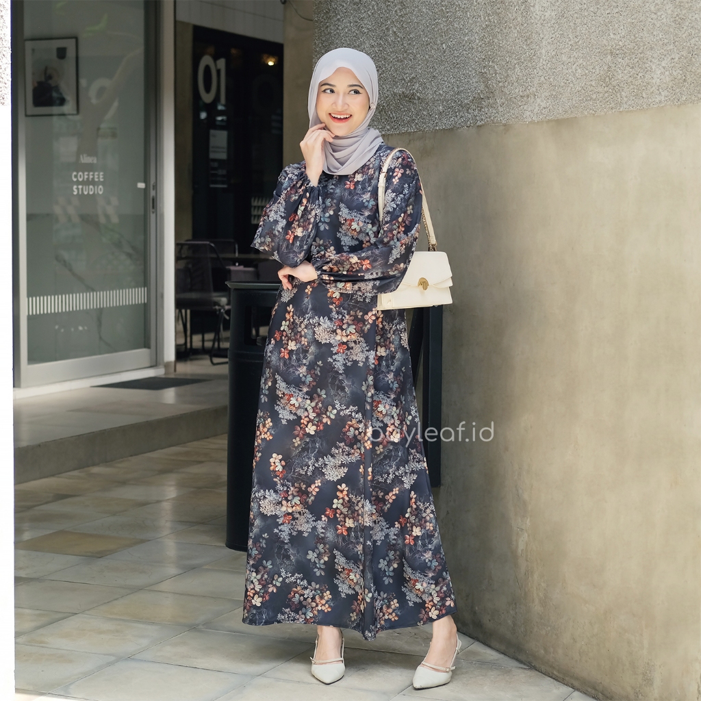 Bayleaf.id Mahira Maxi Dress Gamis Motif Bunga