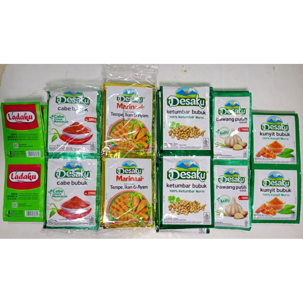 

DESAKU Bumbu Marinasi, Cabe, Bawang Putih, Ketumbar, Kunyit Bubuk 1 RENCENG