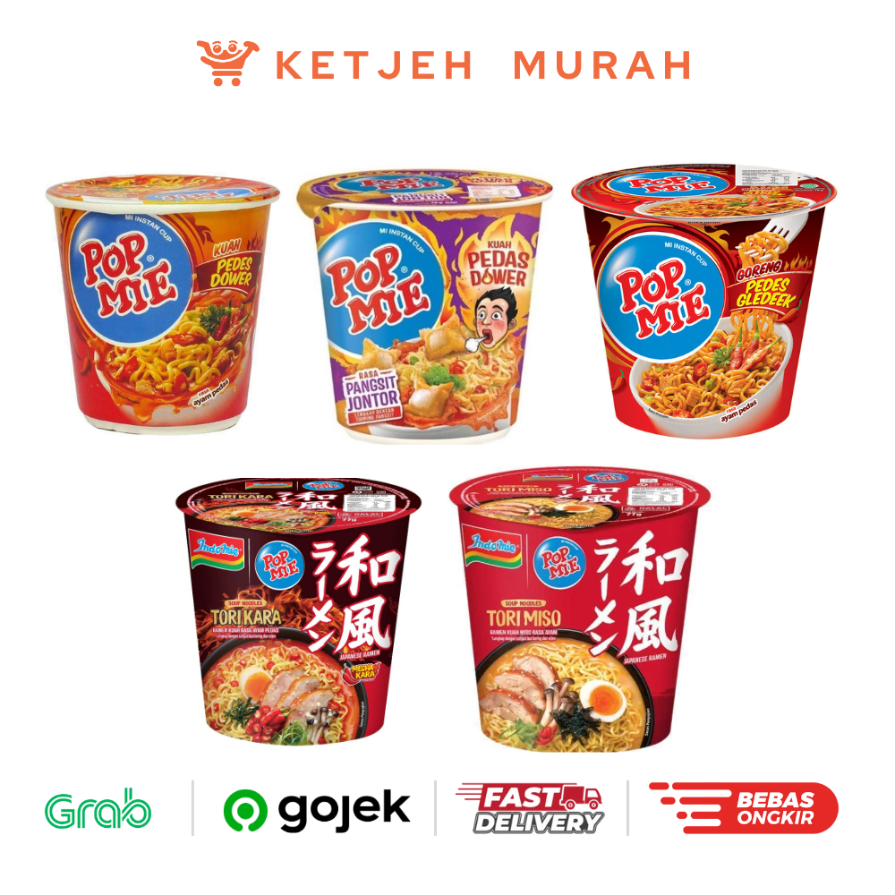 

Pop Mie Mie Instant Cup Jumbo Pedas Rasa Kuah Pedas Dower Ayam Pedas / Goreng Pedas Gledek Ayam Pedas / Pangsit Jontor / Tori Kara / Tori Miso1 Pcs