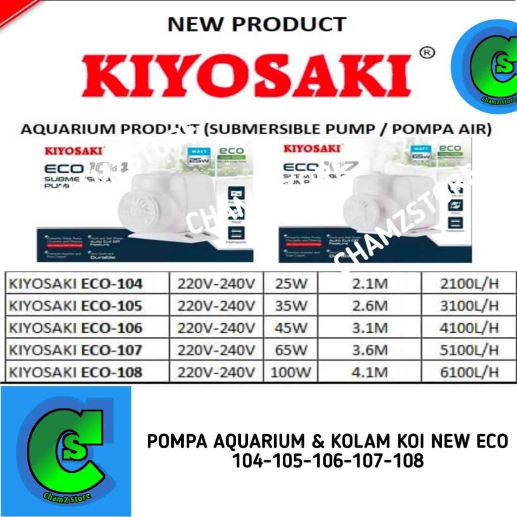Pompa celup kolam koi aquarium eco 104 105 106 107 108 / pompa hidroponik / pompa aquarium / pompa k