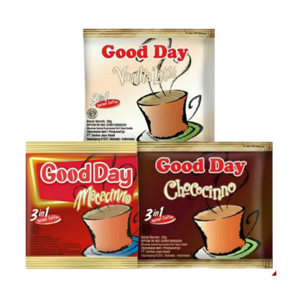 

Good Day Mocacinno Good Day Vanilla Latte Good Day Chococinno Renceng (10pcs)