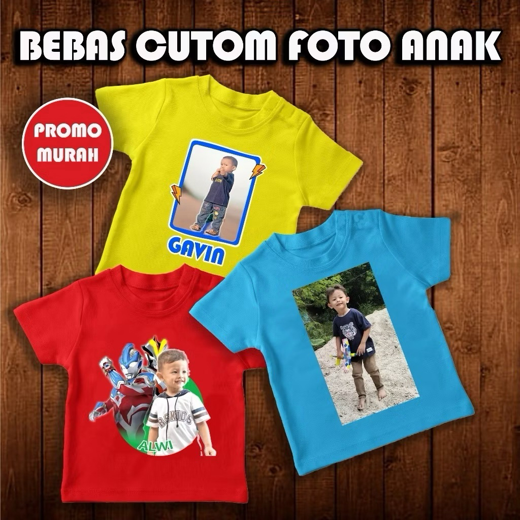 KAOS ANAK CUSTOM FOTO DAN NAMA