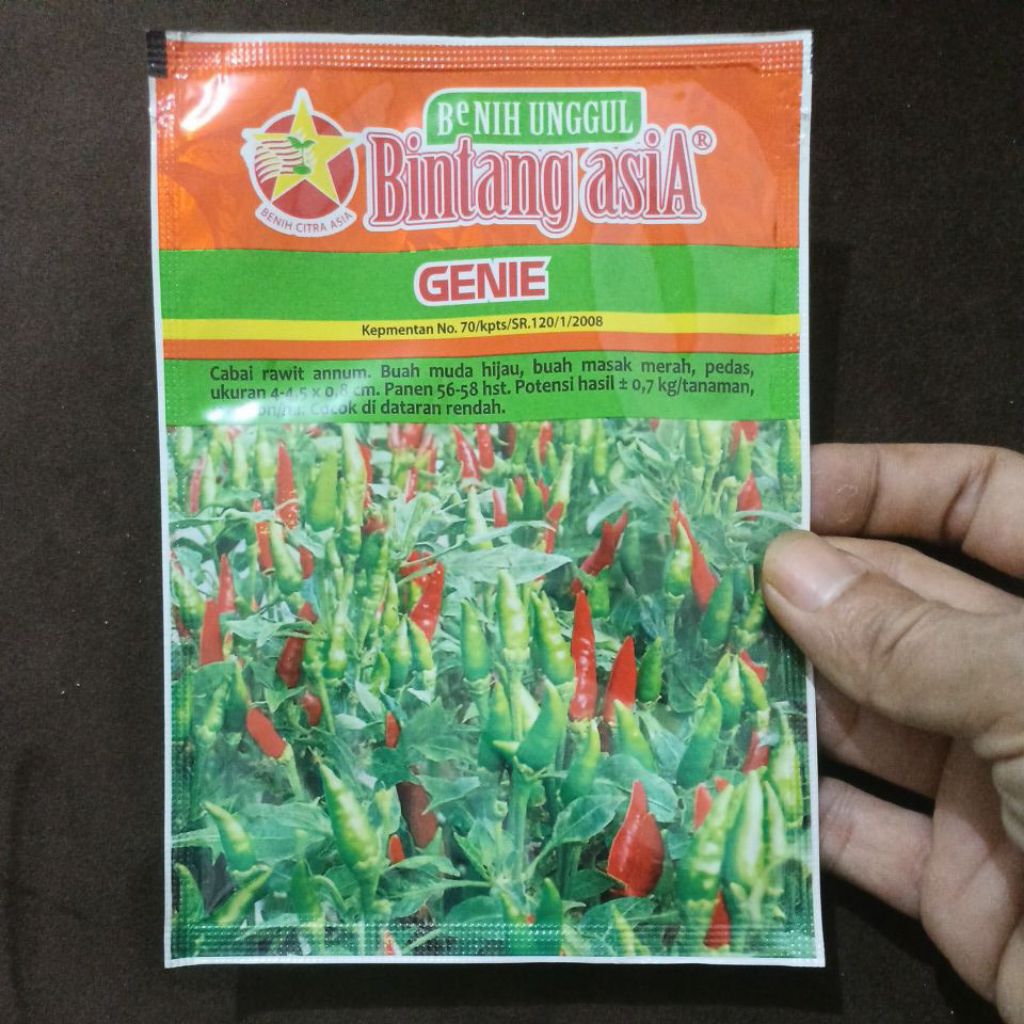 BIBIT CABE RAWIT CAPLAK HIJAU TAHAN VIRUS GENIE ISI 10 GRAM BINTANG ASIA