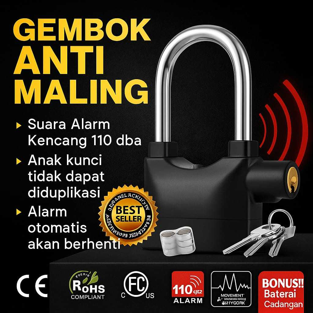 ORIGINAL Gembok Alarm Anti Maling / Gembok Alarm Anti Maling