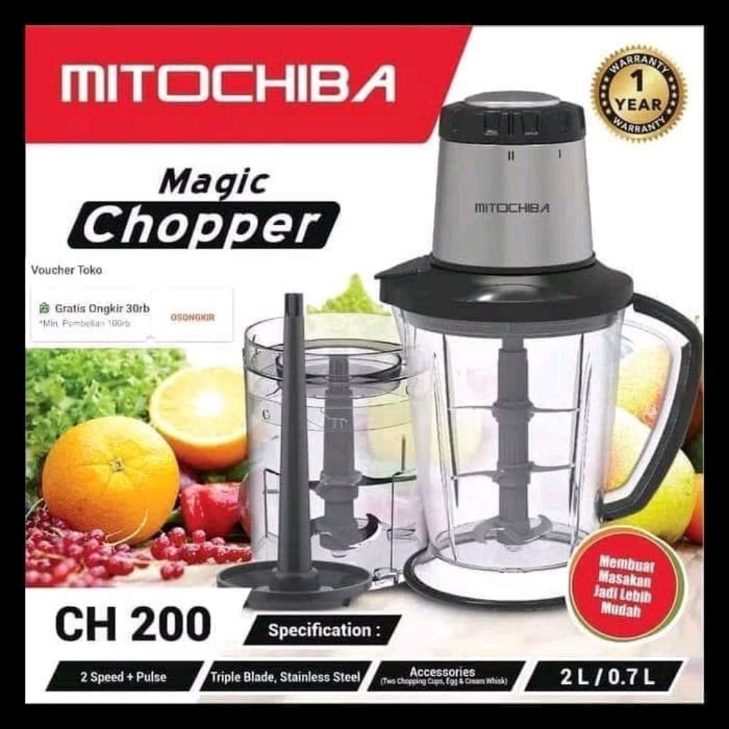 Mitochiba Magic Chopper Ch200 Blender Serbaguna Mitochiba Food Processor Dan Penggiling Daging Mitoc