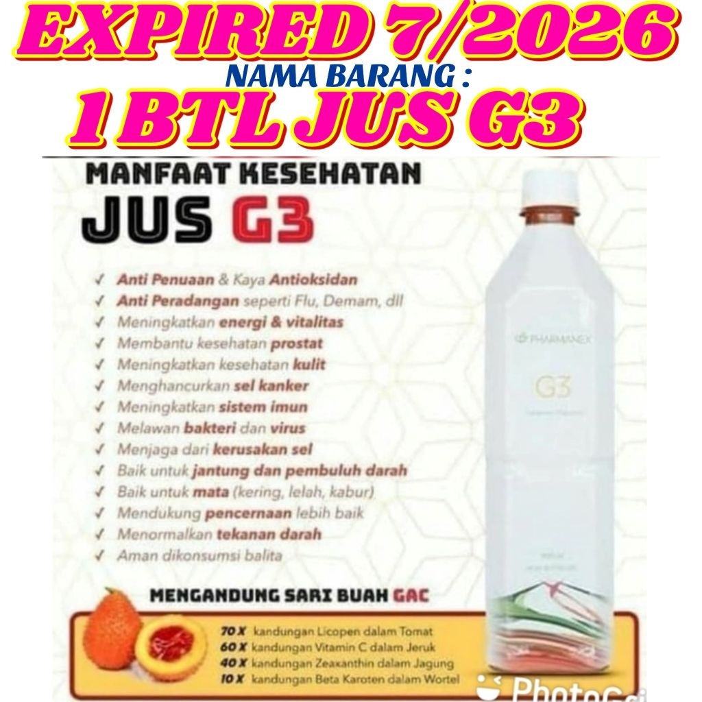 

1 btl JUS G3 KESEHATAN ED 7/2026 BAGUS UNTUK MATA & ANTIOKSIDAN