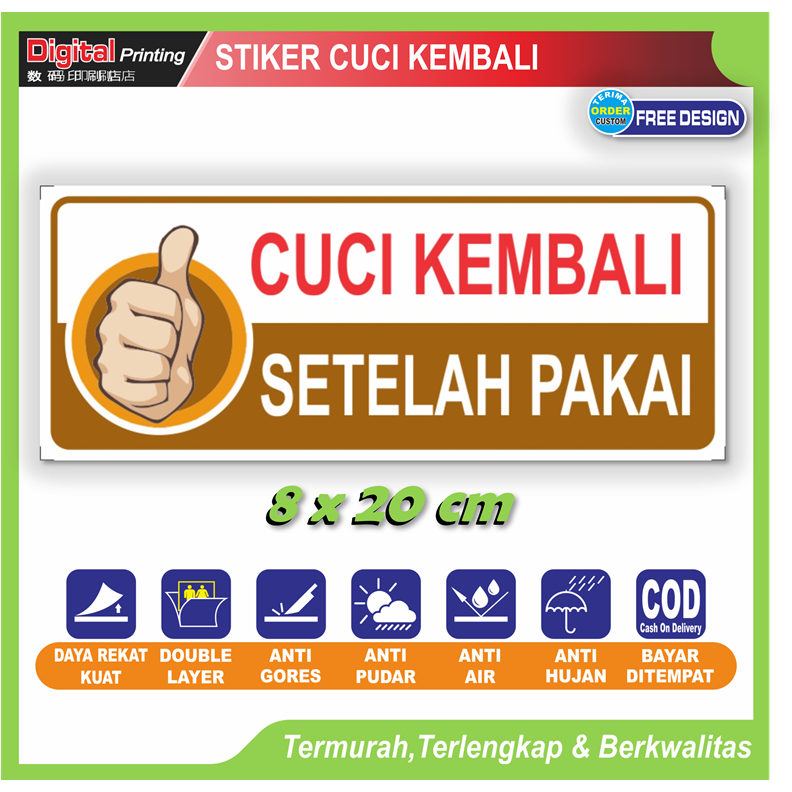 

Stiker tulisan cuci kembali setelah pakai peringatan kebersihan dapur anti kotor berantakan rumah