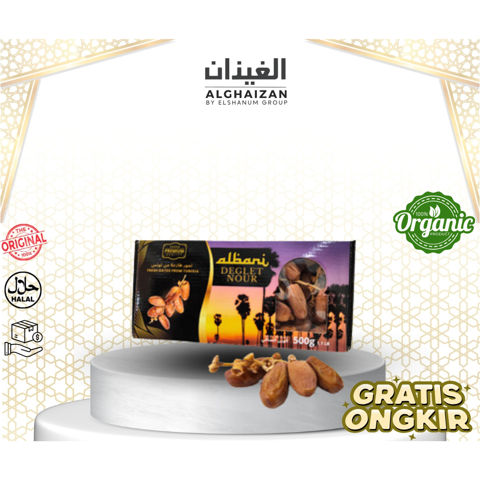 

Kurma Tangkai Box 500gr / Deglet Noor Albani / Kurma Tangkai / Kurma Tunisia Tangkai / Alghaizan