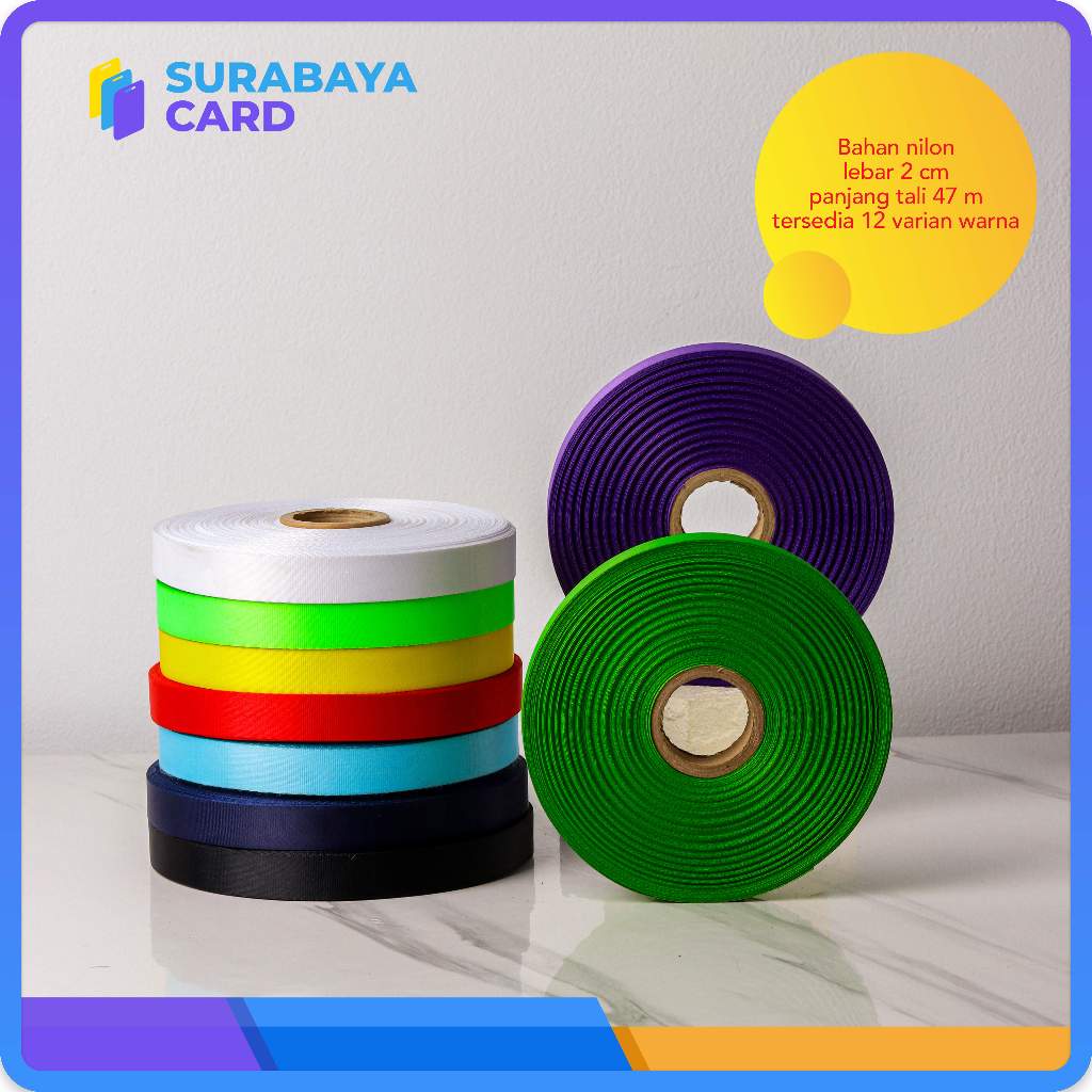 

Tali Lanyard IDCard bahan Nylon Licin Uk. 2 cm Roll Bahan Lanyard Roll