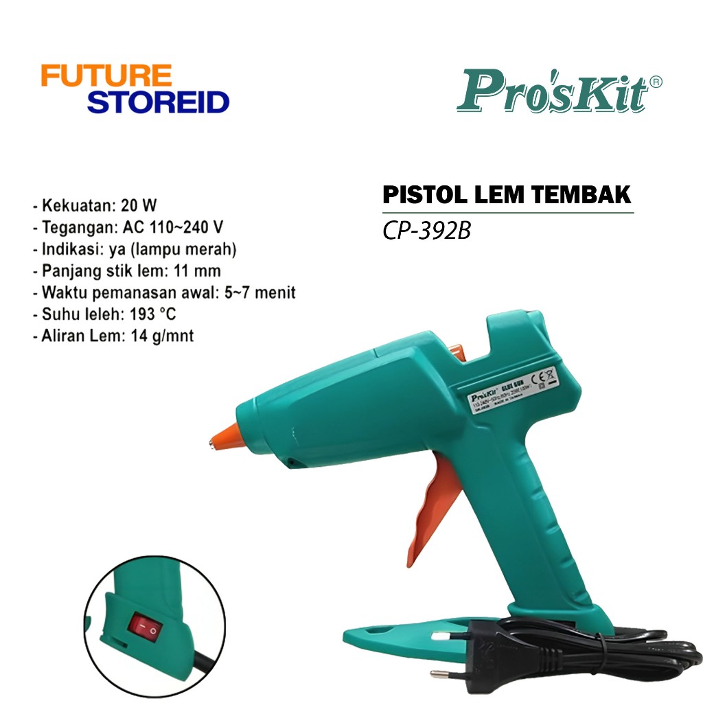 

Pro’sKit CP-392B Glue Gun Elektrik 60W – Alat Lem Tembak Original - PROSKIT CP-392B PROFESSIONAL HOT MELT GLUE GUN - PISTOL LEM TEMBAK - LEM TEMBAK PISTOL PROSKIT GK-389B ORIGINAL