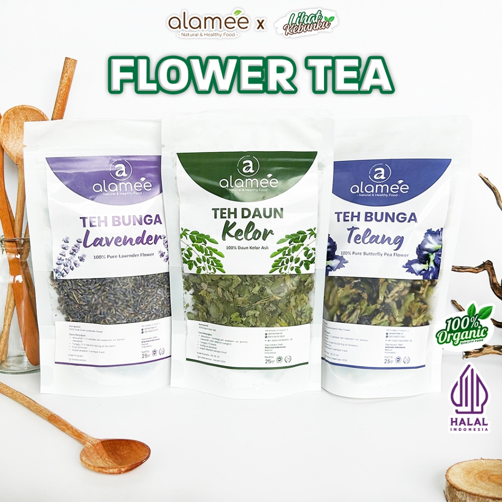 

ALAMEE Teh Chamomile Tea 25gr Bunga Telang Jati Cina Daun Kelor Green Leaf Flower LIHAT KEBUNKU