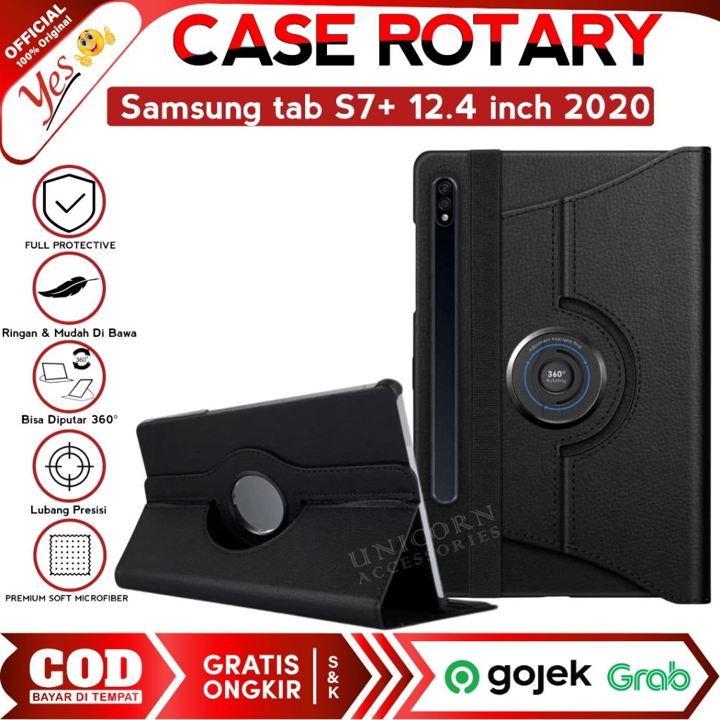 Case Samsung tab S7+ | Samsung tab S7 Plus | 12.4 T970 T975 2020 Flip Cover Rotary 360 Full Protecti