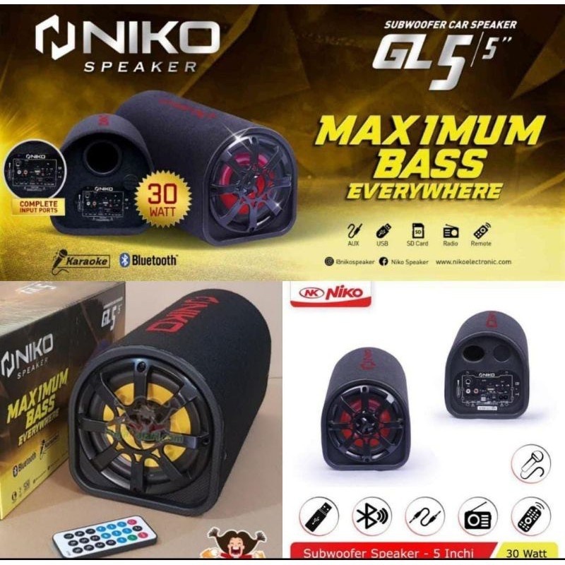 Speaker Niko GL5 Bluetooth 5inc / speaker tabung Speaker Bass Subwoofer