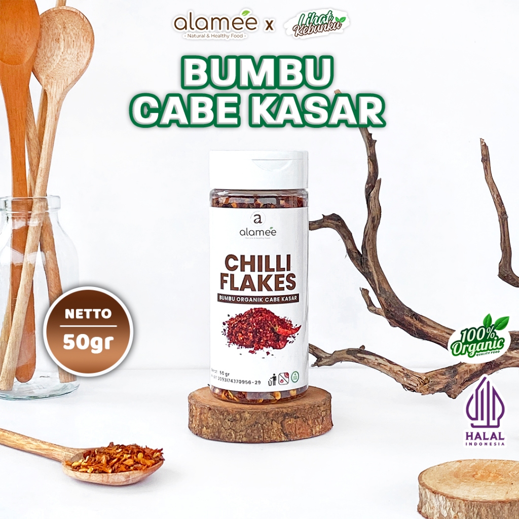 

Cabe Bubuk Kasar Chilli Flakes Cabai Bumbu Dapur Masak Organik Murni Seasoning 50g LIHAT KEBUNKU