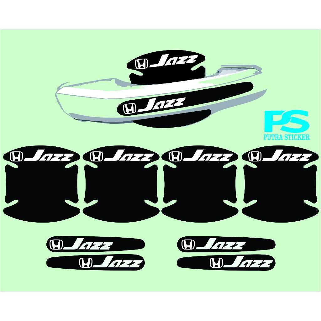 Denting Mas Terang 8Pcs Sticker Pelindung Gagang Pintu Mobil Honda Jazz Bahan Carbon