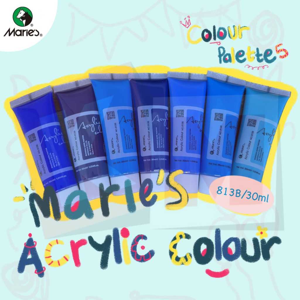 

[Colour Pallete 5] Cat Akrilik Marie's 30ml 813B / Maries Acrylic Paint Color Tube 30 ml / Blue Family