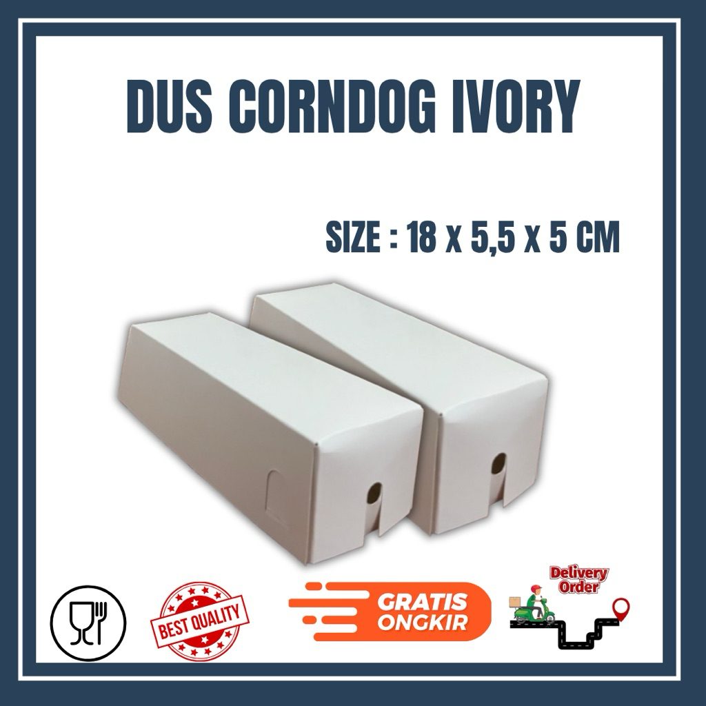 

Box Corndog Ivory - Dus Corndog - Kotak Corndog - Uk 18 x 5,5 x 5 cm Full Laminasi