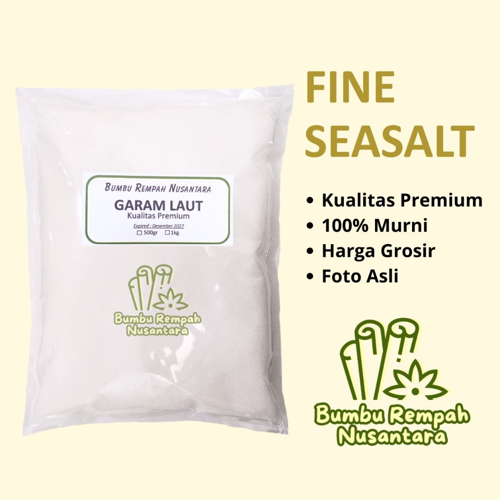 

Garam Laut Halus 500g 1kg - Rempah Asli Murni | BUMBU REMPAH NUSANTARA | Bumbu Dapur Nusantara Grosir Murah