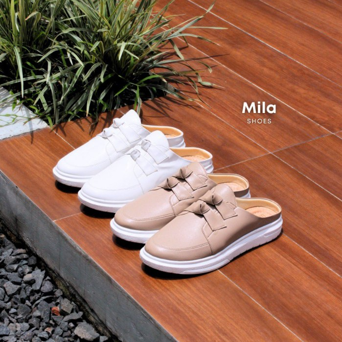 ONE LOVE MILA SEPATU BUSTONG WEDGES MULES WANITA
