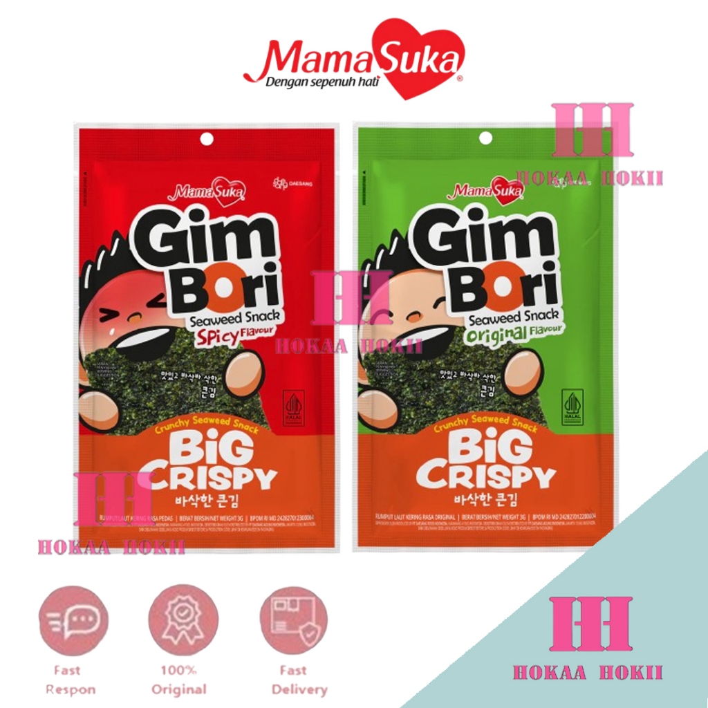 

MamaSuka Rumput Laut Gim Bori Big Crispy Original & Spacy 3gr
