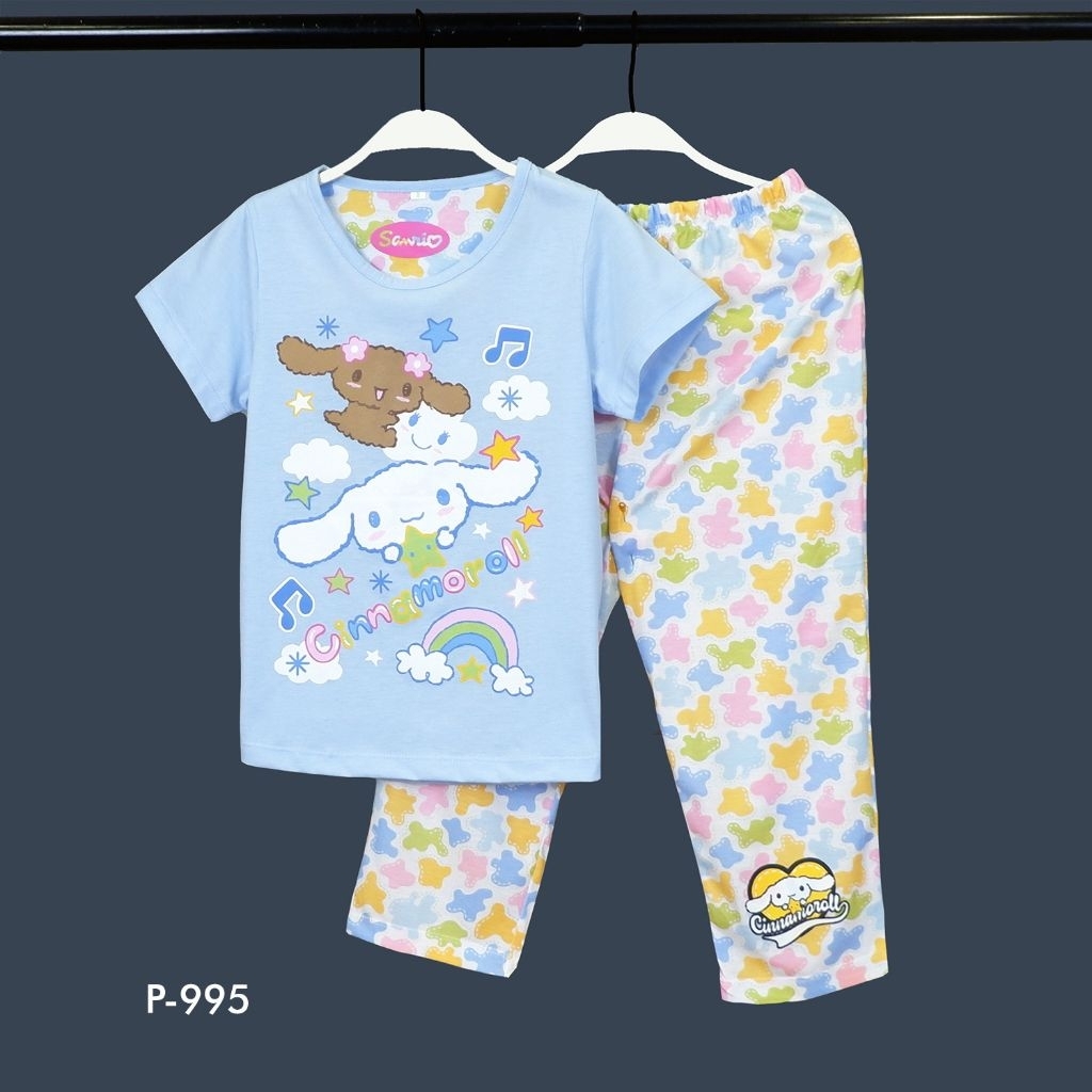 bajutidur Anak perempuan /setelan anak perempuan celana panjang lengan pendek Size 8 10 12 Umur 7-11