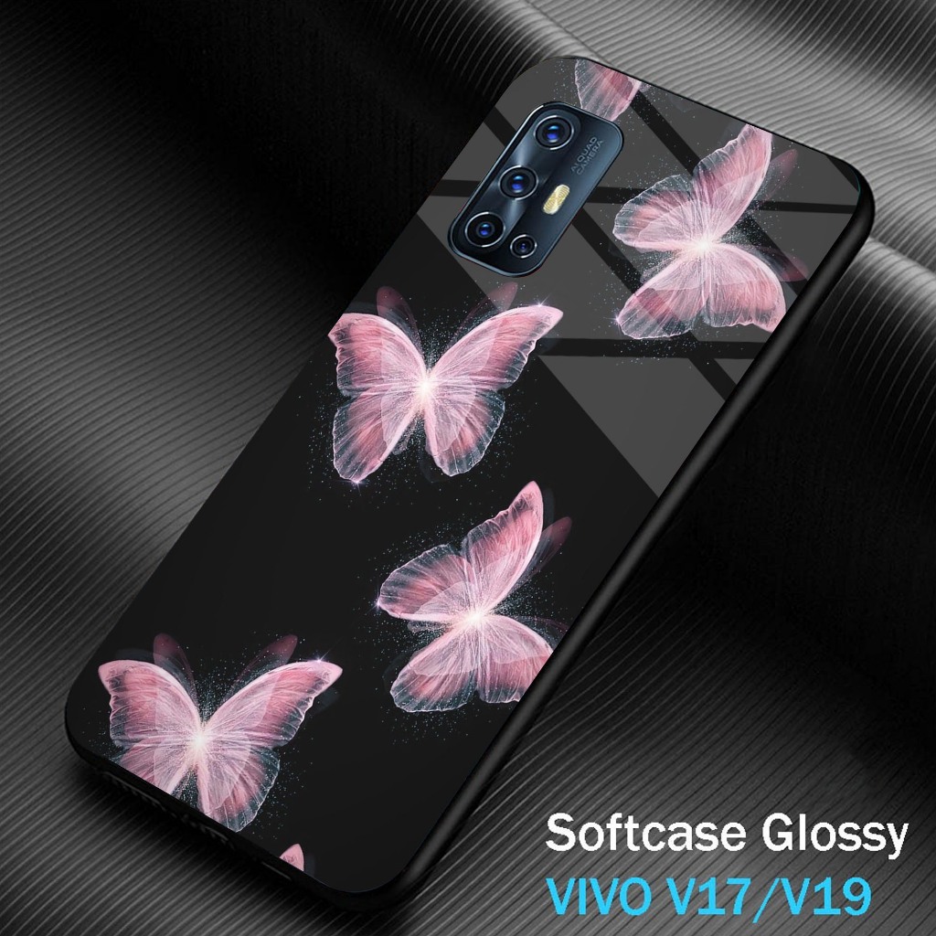 Case Vivo V17 V19 - Casing Motif BUTTERFLY - 2D Glossy - Softcase - Silicon Keras