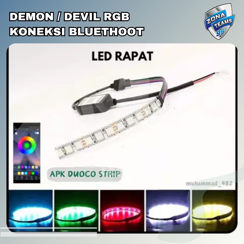 LAMPU LED DEMON RGB ANDROID/ DEVIL RGB KONEKSI HP BLUETOOTH LED RAPAT