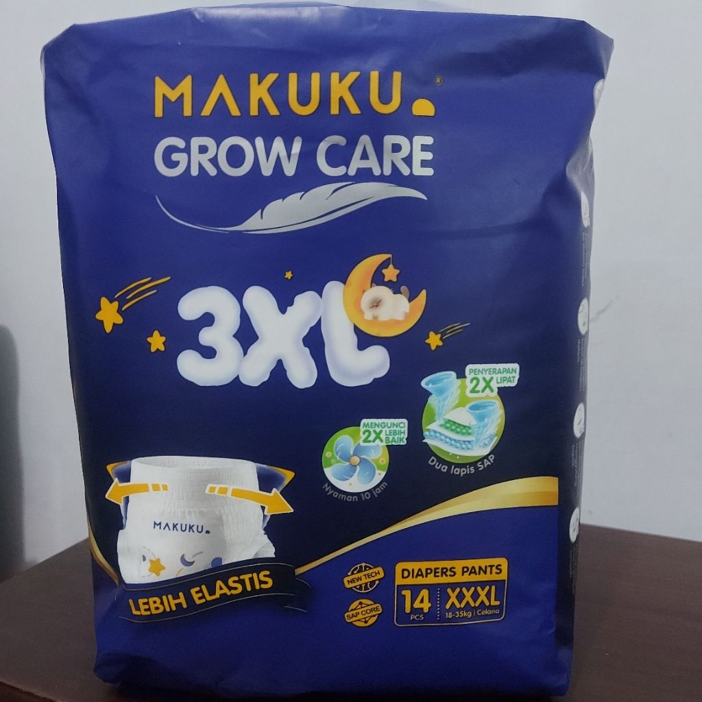 Pampers Popok Celana Anak Makuku Grow Care Diapers Pants XXXL 3XL isi 14 18-35kg