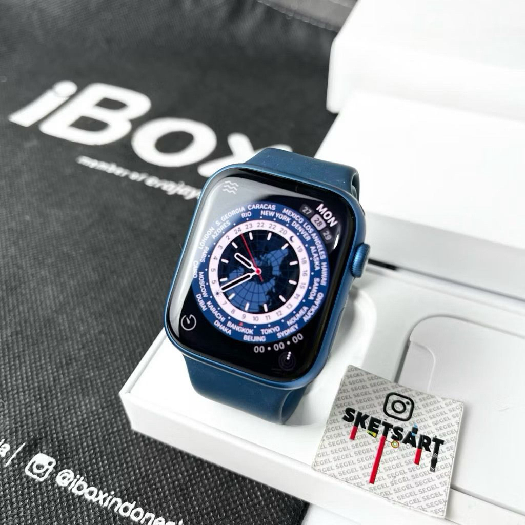 Apple Watch Series 7 45mm iBox Blue iwatch Battery Health 100%
